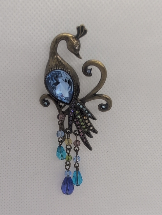 Avon Jewelry - Avon Blue Crystal Peacock Brooch Pin - Vintage-Inspired Women's Jewelry